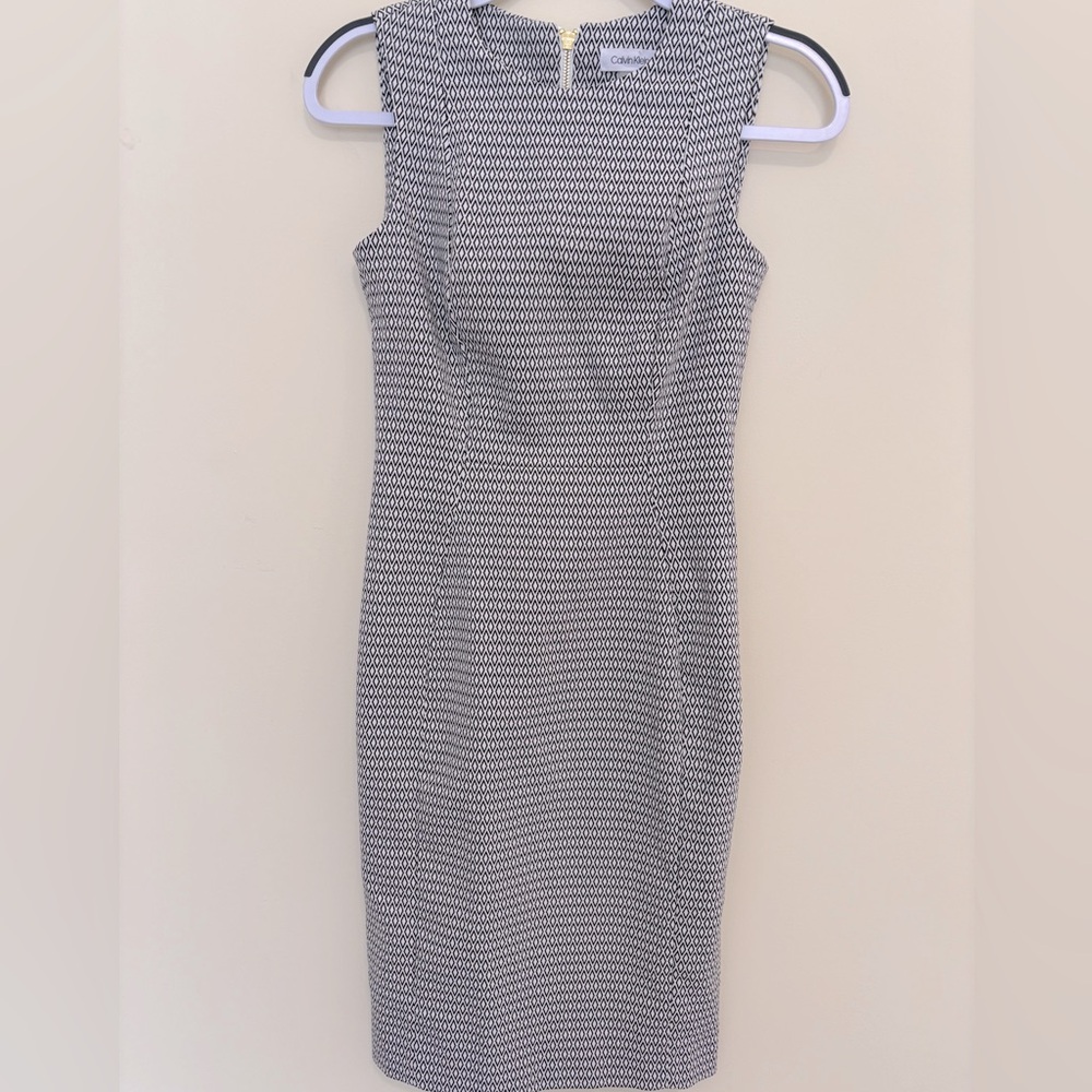Calvin Klein Black and White Patterned Dress